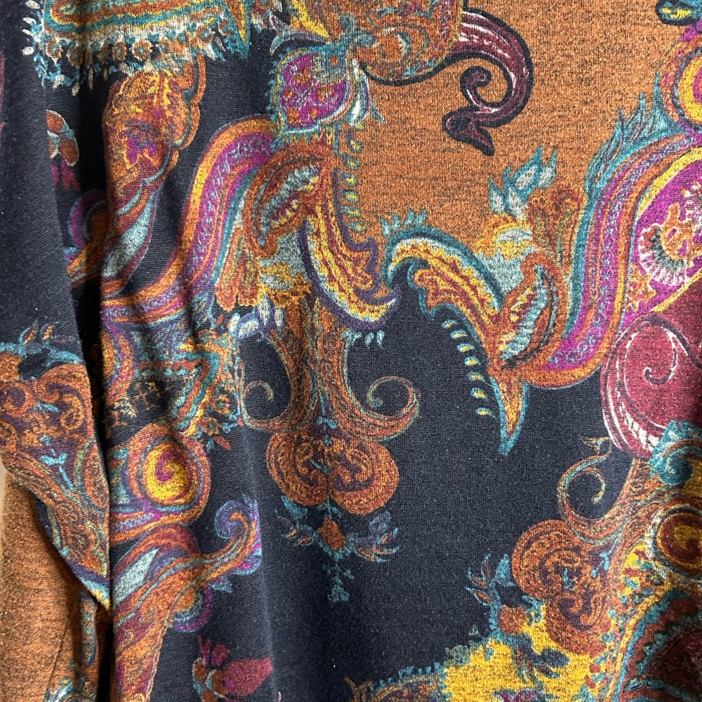 Clara Sun Woo Womens Size Large Long Sleeve Top Boho Fall Print 5788 - Picture 3 of 9